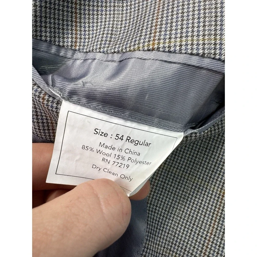 Pronto Uomo Platinum Mens Blazer 54R Wool Sport Coat Houndstooth Executive Fit